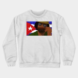 Funny Cuban Smelling Cigar, Cuban Flag on the Background Crewneck Sweatshirt